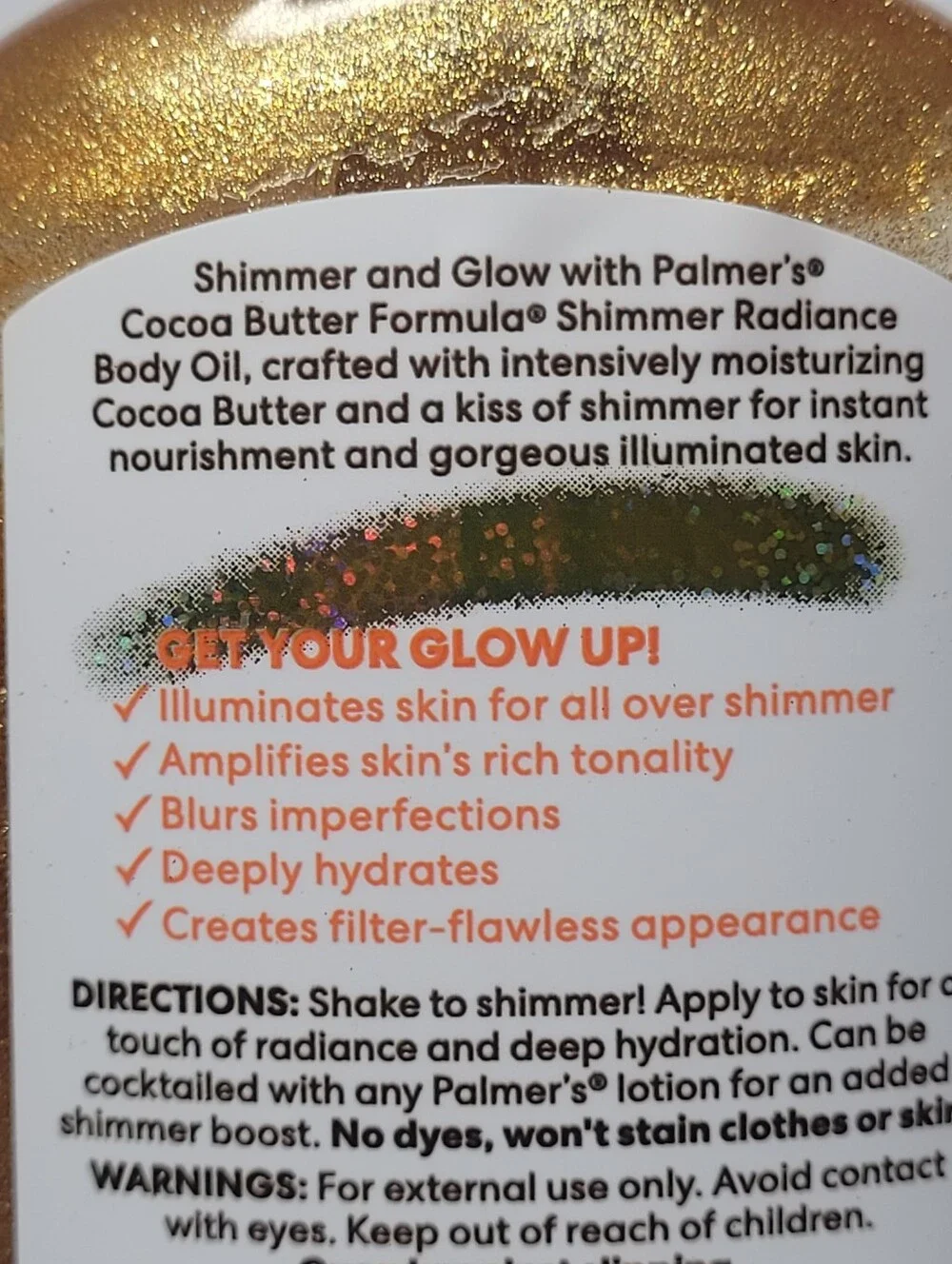 Palmer's Cocoa Butter Formula Vitamin E Shimmer Radiance Body Oil Enhances Glow